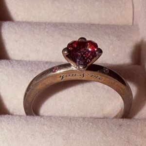 Pandora Silver Ring with Heart-Shaped Red Stone